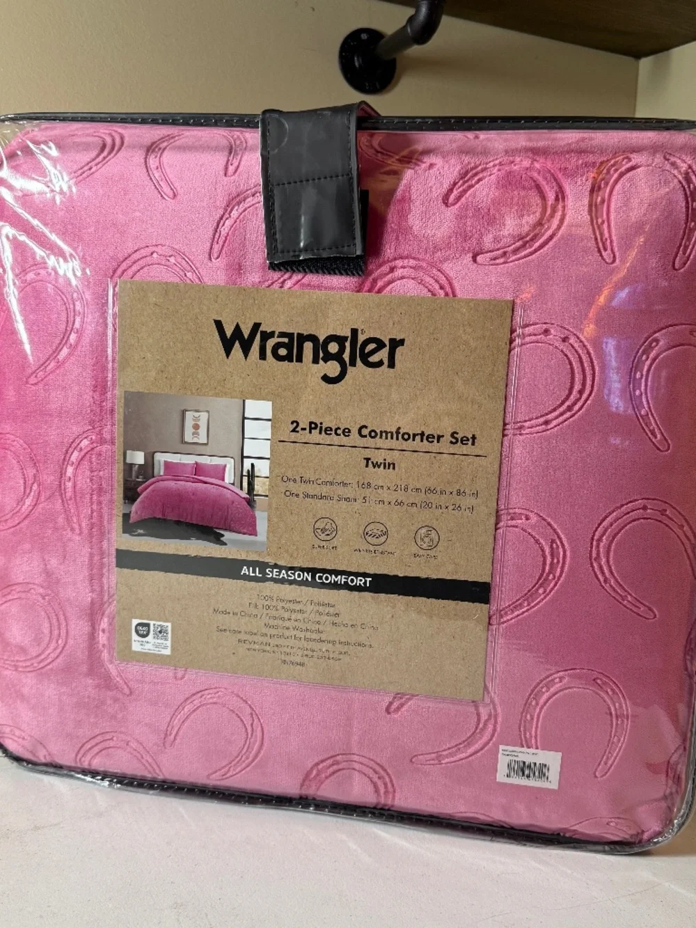 Wrangler‎ Pink 2-Piece Comforter Set Twin Plush Horseshoe Design NWT